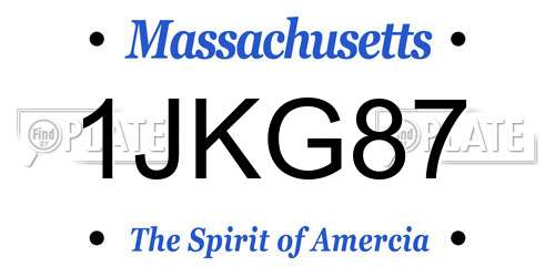 1JKG87 Massachusetts License Plate