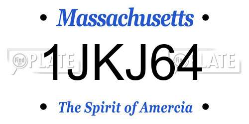 1JKJ64 Massachusetts License Plate