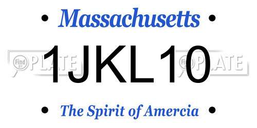 1JKL10 Massachusetts License Plate