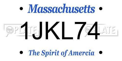 1JKL74 Massachusetts License Plate
