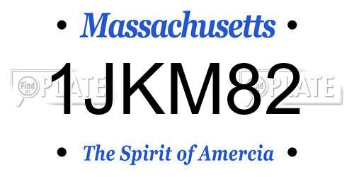 1JKM82 Massachusetts License Plate