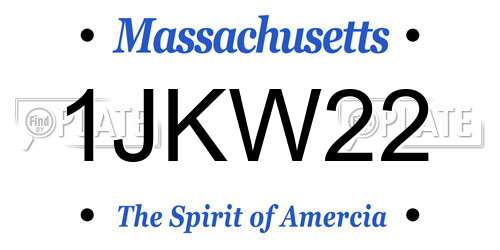 1JKW22 Massachusetts License Plate