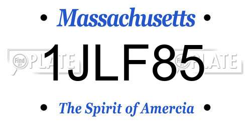 1JLF85 Massachusetts License Plate
