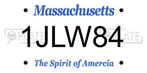 1JLW84 Massachusetts License Plate