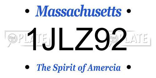 1JLZ92 Massachusetts License Plate