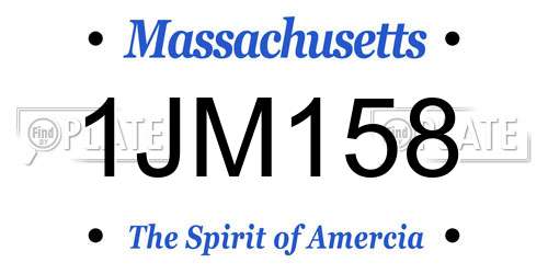 1JM158 Massachusetts License Plate