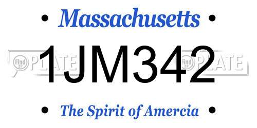 1JM342 Massachusetts License Plate