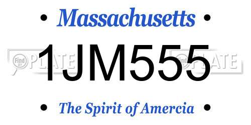 1JM555 Massachusetts License Plate