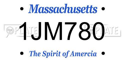 1JM780 Massachusetts License Plate