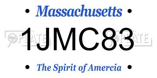 1JMC83 Massachusetts License Plate
