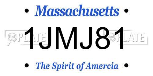 1JMJ81 Massachusetts License Plate
