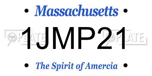 1JMP21 Massachusetts License Plate