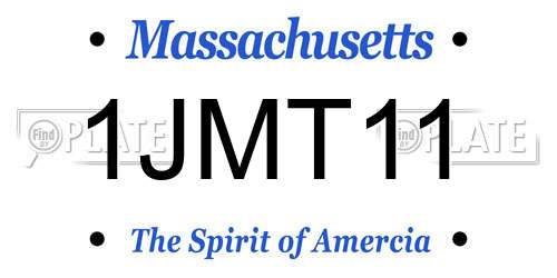 1JMT11 Massachusetts License Plate