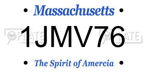 1JMV76 Massachusetts License Plate