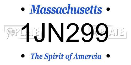 1JN299 Massachusetts License Plate