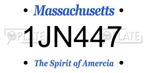 1JN447 Massachusetts License Plate
