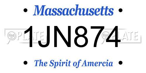 1JN874 Massachusetts License Plate