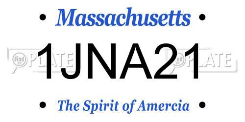1JNA21 Massachusetts License Plate