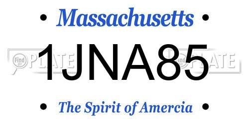 1JNA85 Massachusetts License Plate
