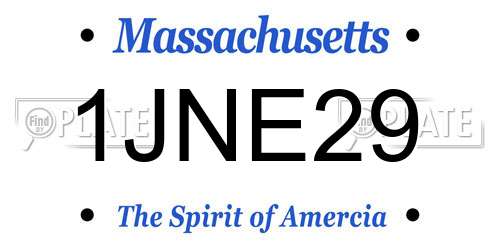 1JNE29 Massachusetts License Plate