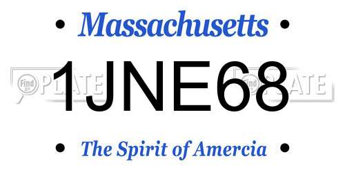 1JNE68 Massachusetts License Plate