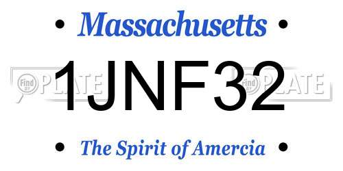 1JNF32 Massachusetts License Plate
