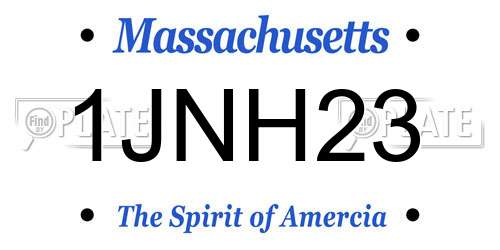 1JNH23 Massachusetts License Plate