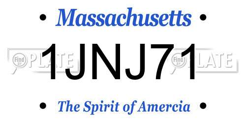 1JNJ71 Massachusetts License Plate