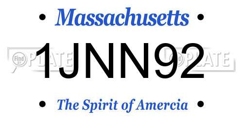 1JNN92 Massachusetts License Plate