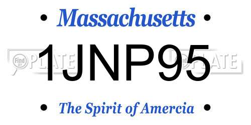 1JNP95 Massachusetts License Plate