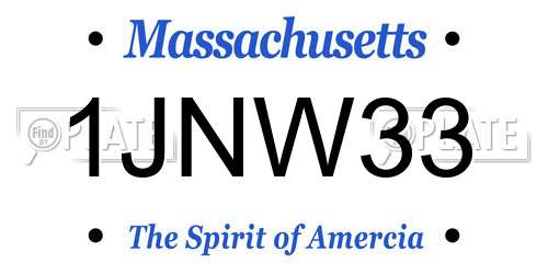 1JNW33 Massachusetts License Plate