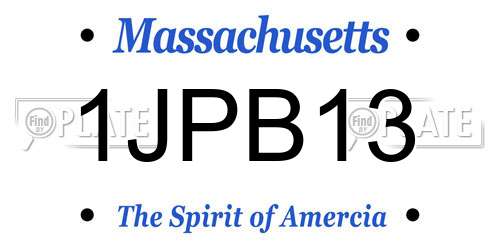 1JPB13 Massachusetts License Plate
