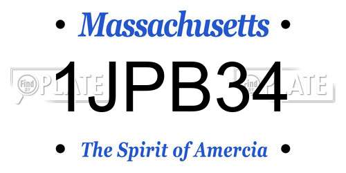 1JPB34 Massachusetts License Plate