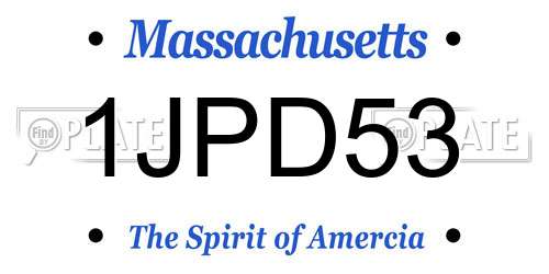 1JPD53 Massachusetts License Plate