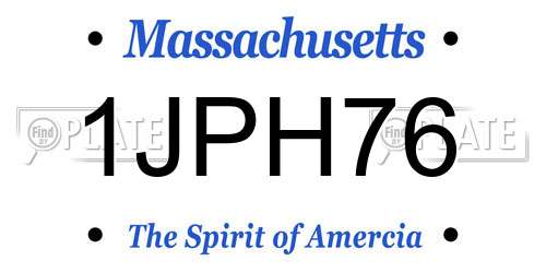 1JPH76 Massachusetts License Plate