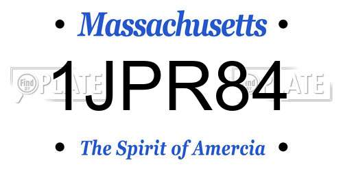 1JPR84 Massachusetts License Plate