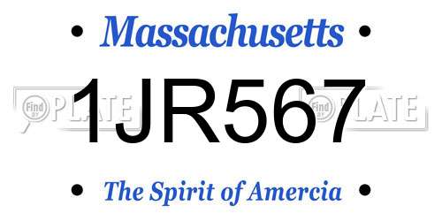 1JR567 Massachusetts License Plate