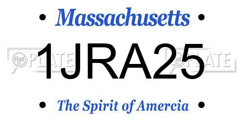 1JRA25 Massachusetts License Plate