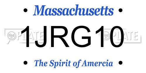 1JRG10 Massachusetts License Plate