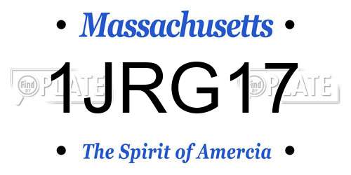 1JRG17 Massachusetts License Plate