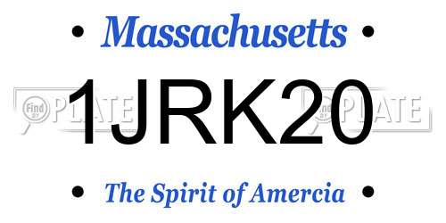 1JRK20 Massachusetts License Plate