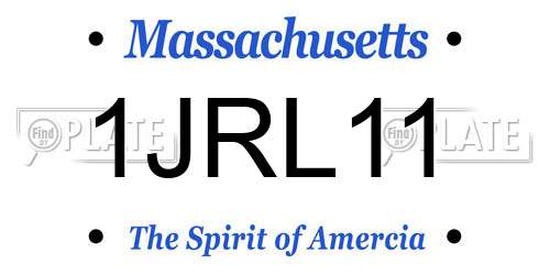 1JRL11 Massachusetts License Plate