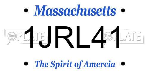 1JRL41 Massachusetts License Plate