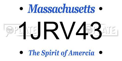 1JRV43 Massachusetts License Plate