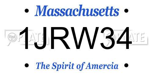 1JRW34 Massachusetts License Plate