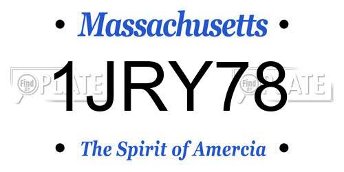1JRY78 Massachusetts License Plate