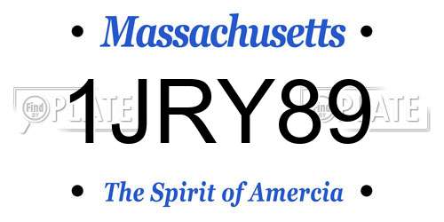 1JRY89 Massachusetts License Plate
