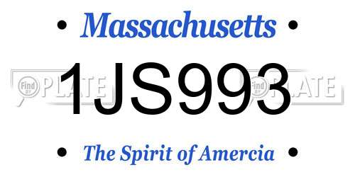 1JS993 Massachusetts License Plate