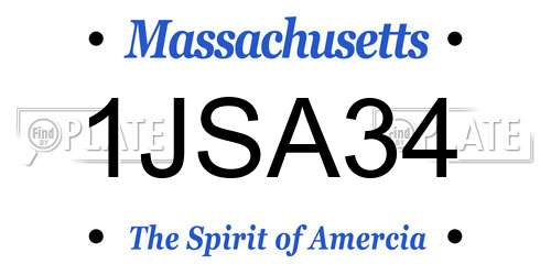 1JSA34 Massachusetts License Plate