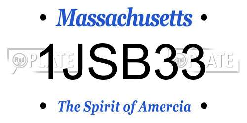 1JSB33 Massachusetts License Plate
